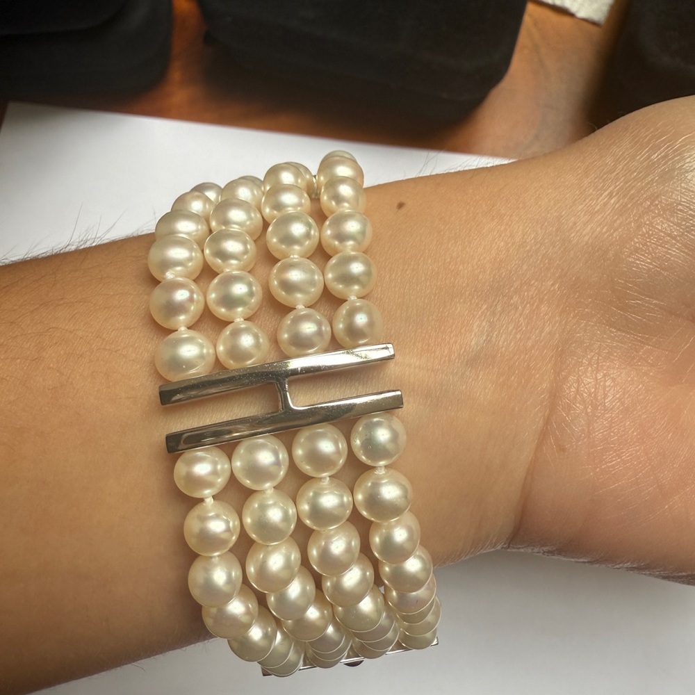 Honora Collection 925 Sterling Silver H Pearl Multi Strand Beaded Bracelet